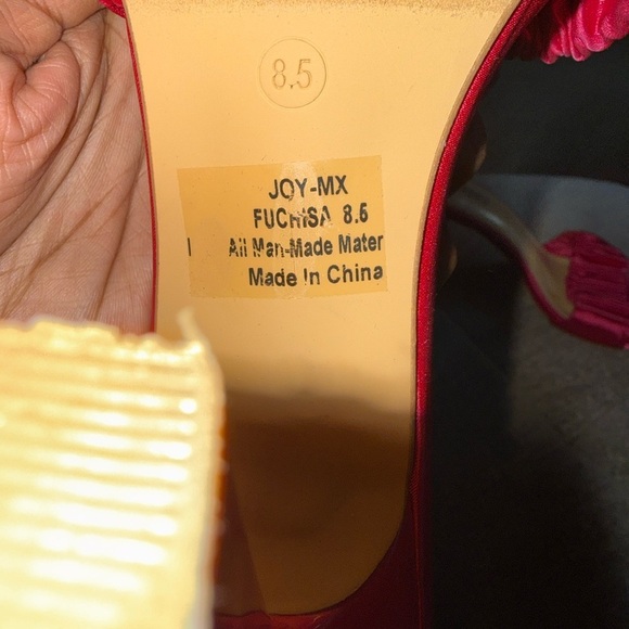 Pazzle Fuchsia Satin Heels - Picture 3 of 4